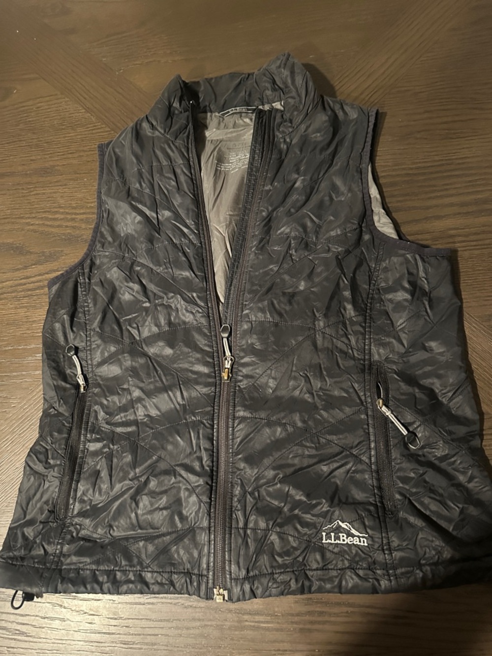 L.L. Bean Black Quilted Zip-Front Vest